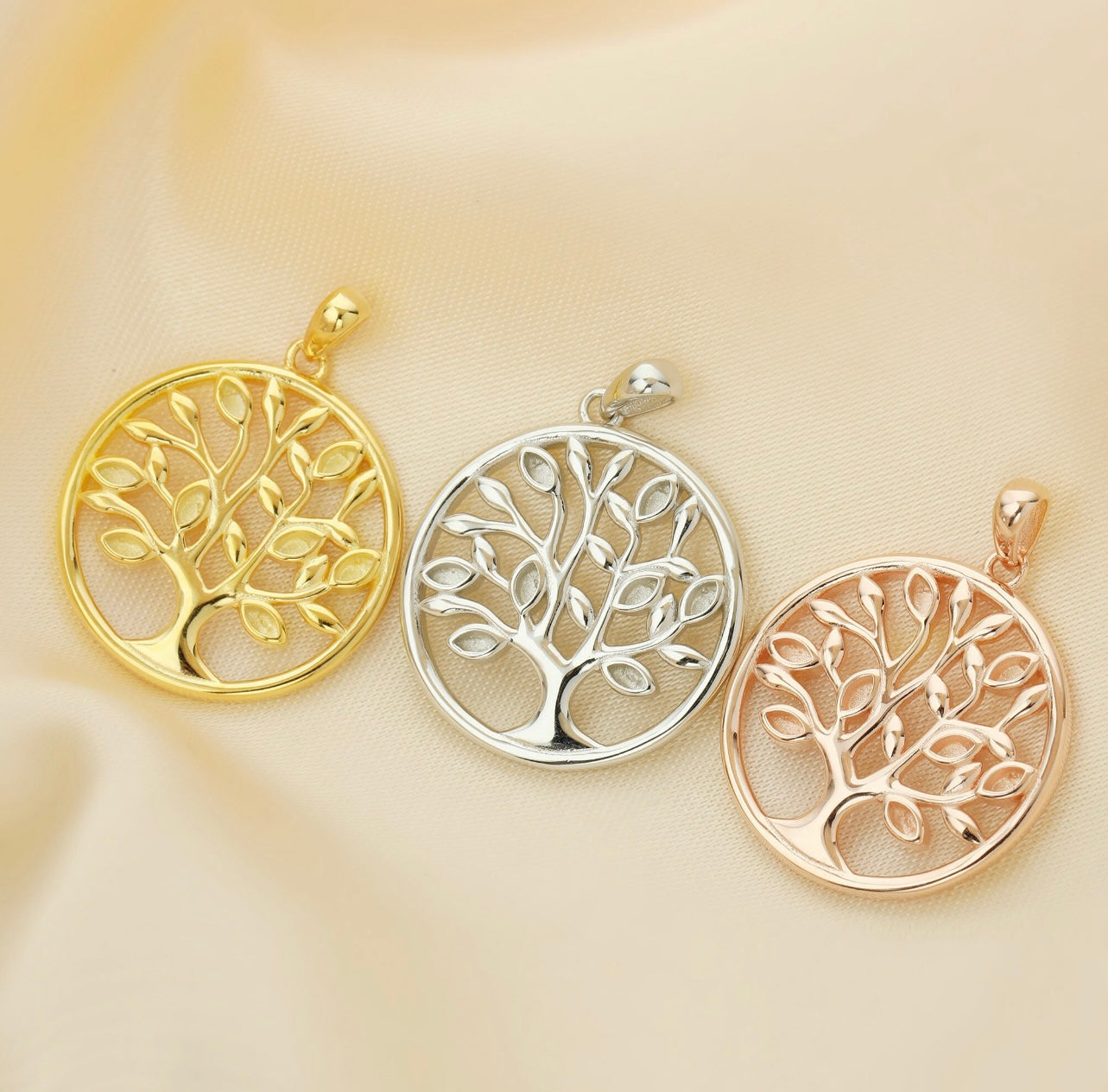 Tree Of Life Pendant | 925 Sterling Silver | Small Marquise Stones | Gold, Rose Gold or White Gold Plating