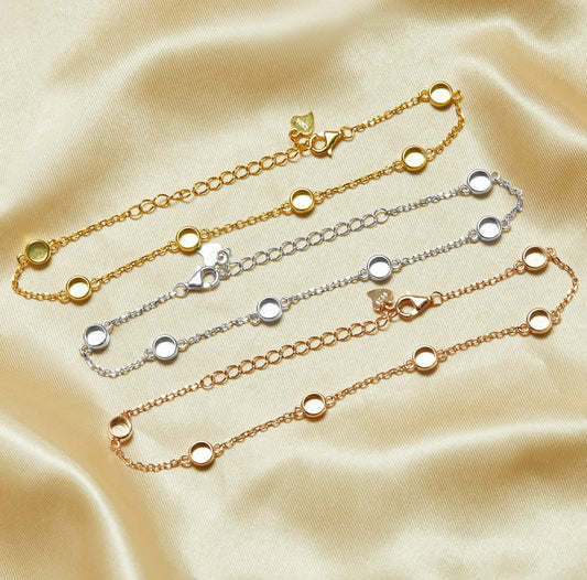 4mm Stone Bracelet | 6 Stones | 925 Sterling Silver | Gold, Rose Gold or White Gold Plating