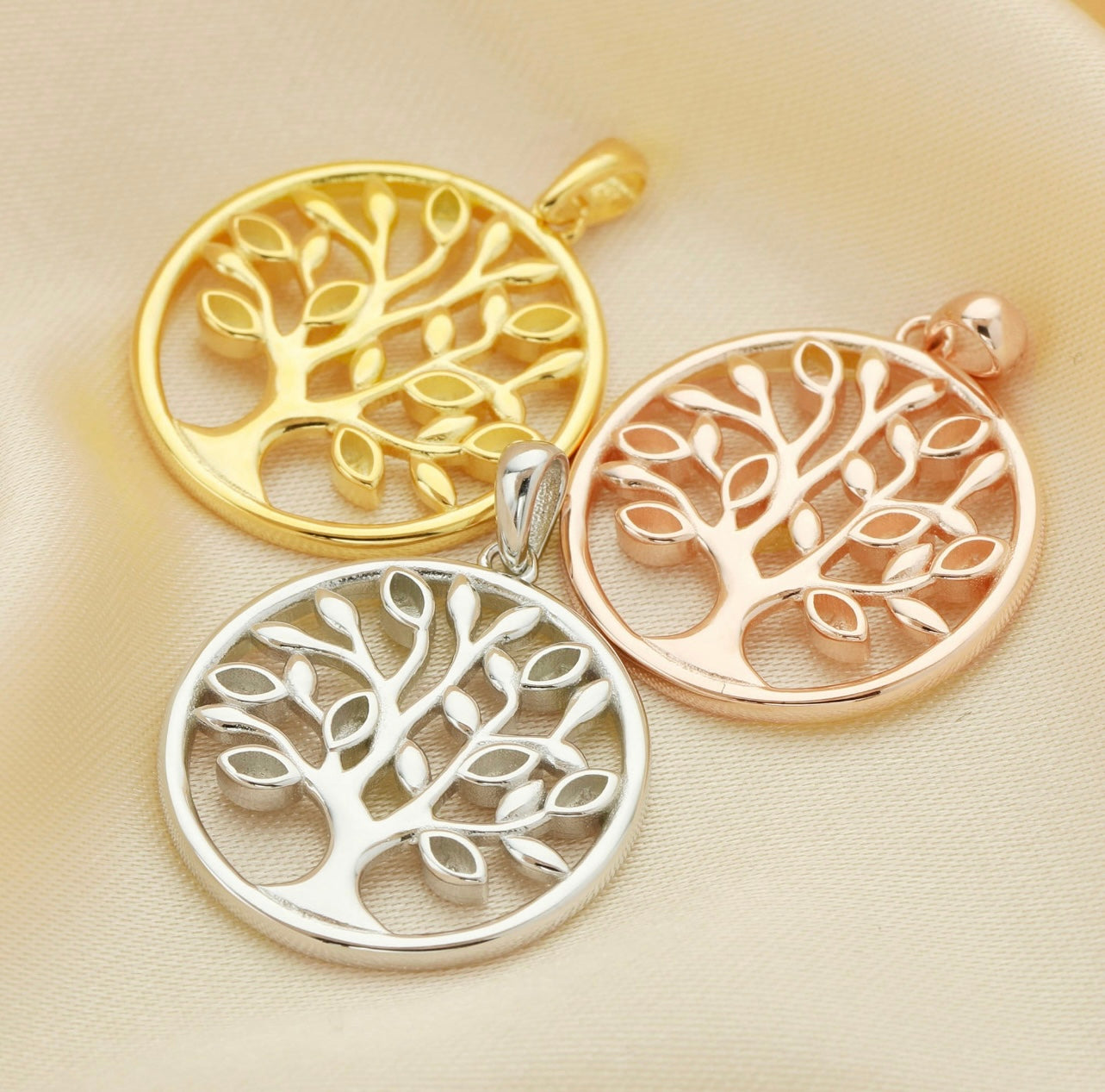 Tree Of Life Pendant | 925 Sterling Silver | Small Marquise Stones | Gold, Rose Gold or White Gold Plating