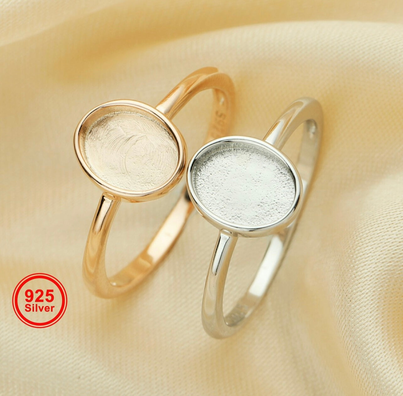 Oval Keepsake Ring Setting | 925 Sterling Silver | White Gold or Rose Gold Plating