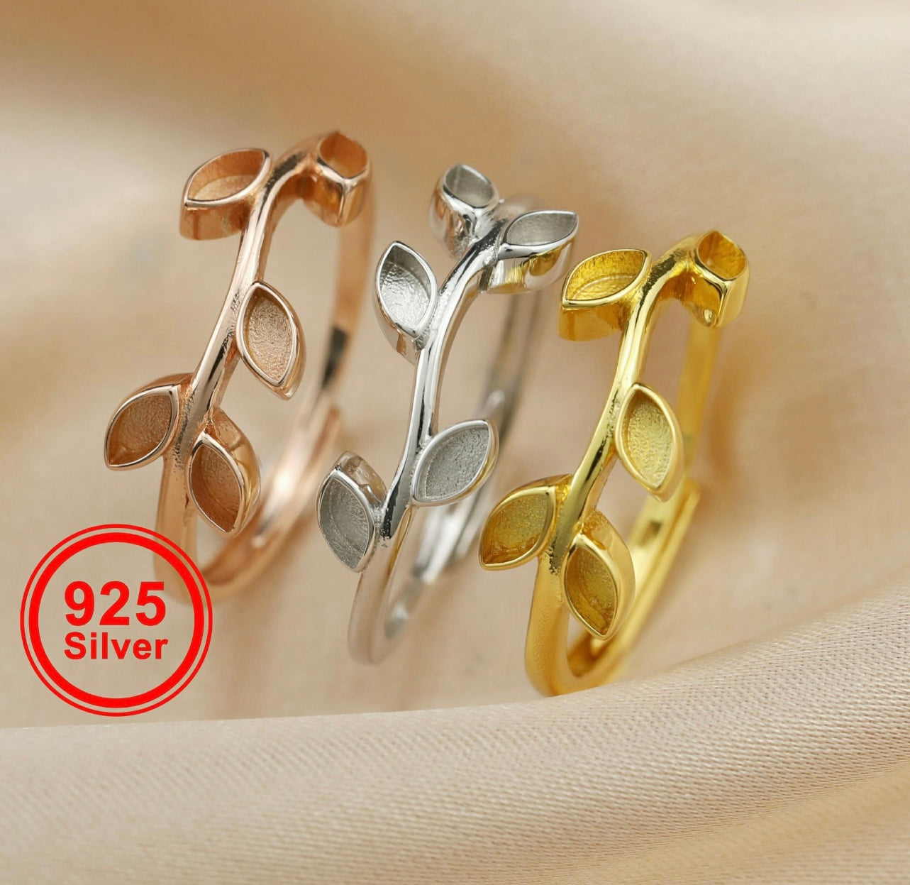 2x4mm Marquise Branch Band | 925 Sterling Silver | Plating Options