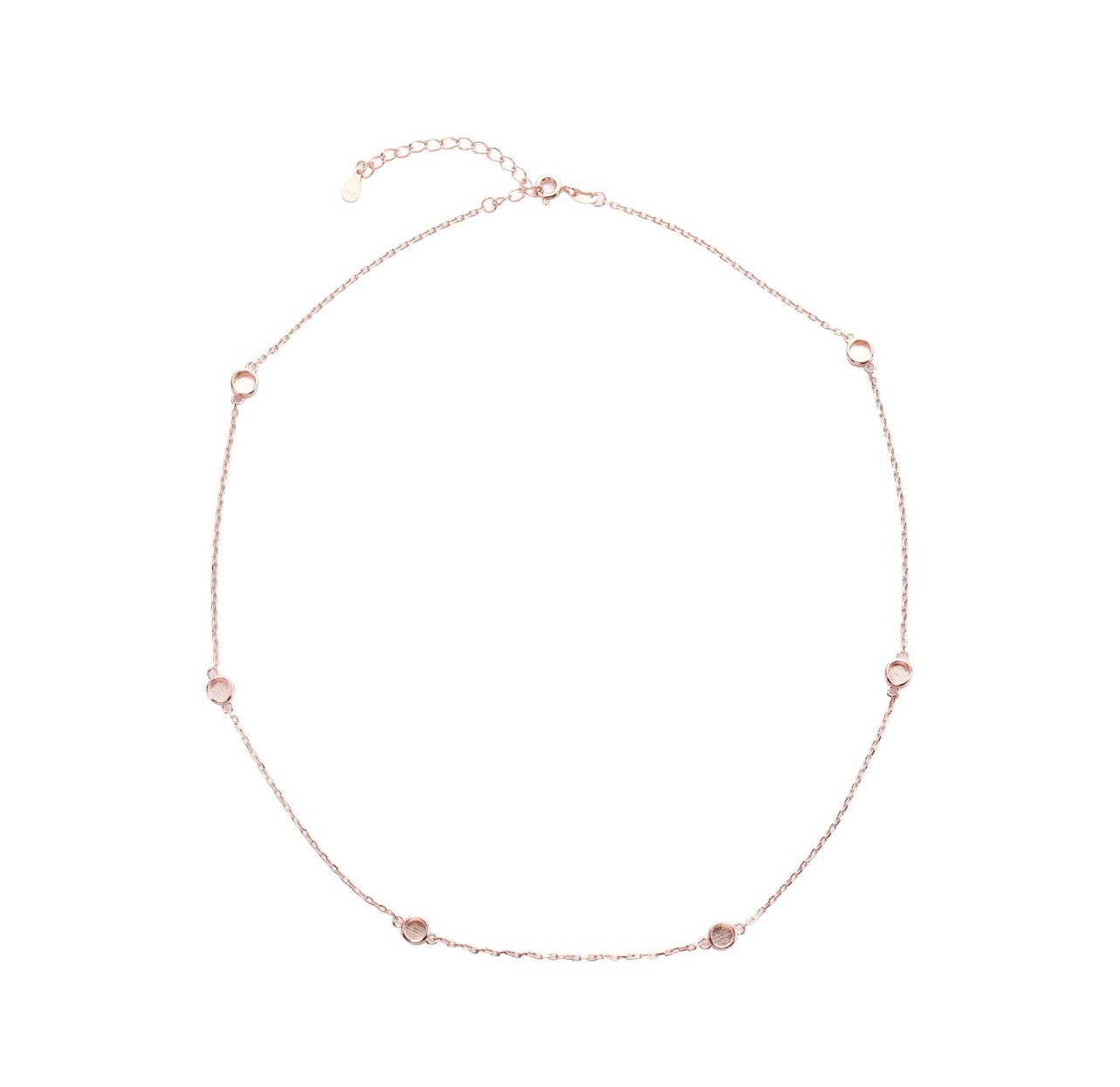 Dainty 4mm Stone Necklace | 6 Stones | 925 Sterling Silver | Gold, Rose Gold or White Gold Plating | 16" + 2" Extender