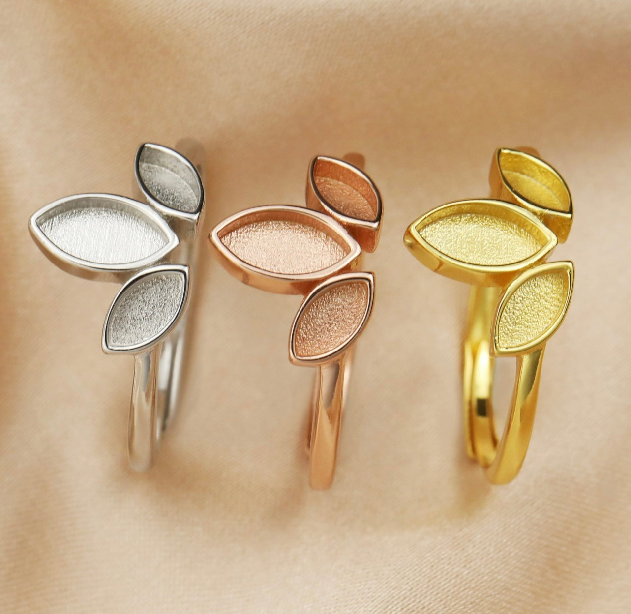 4x8mm Marquise Setting | 925 Sterling Silver | Gold, Rose Gold & White Gold Plating Options | Stackable