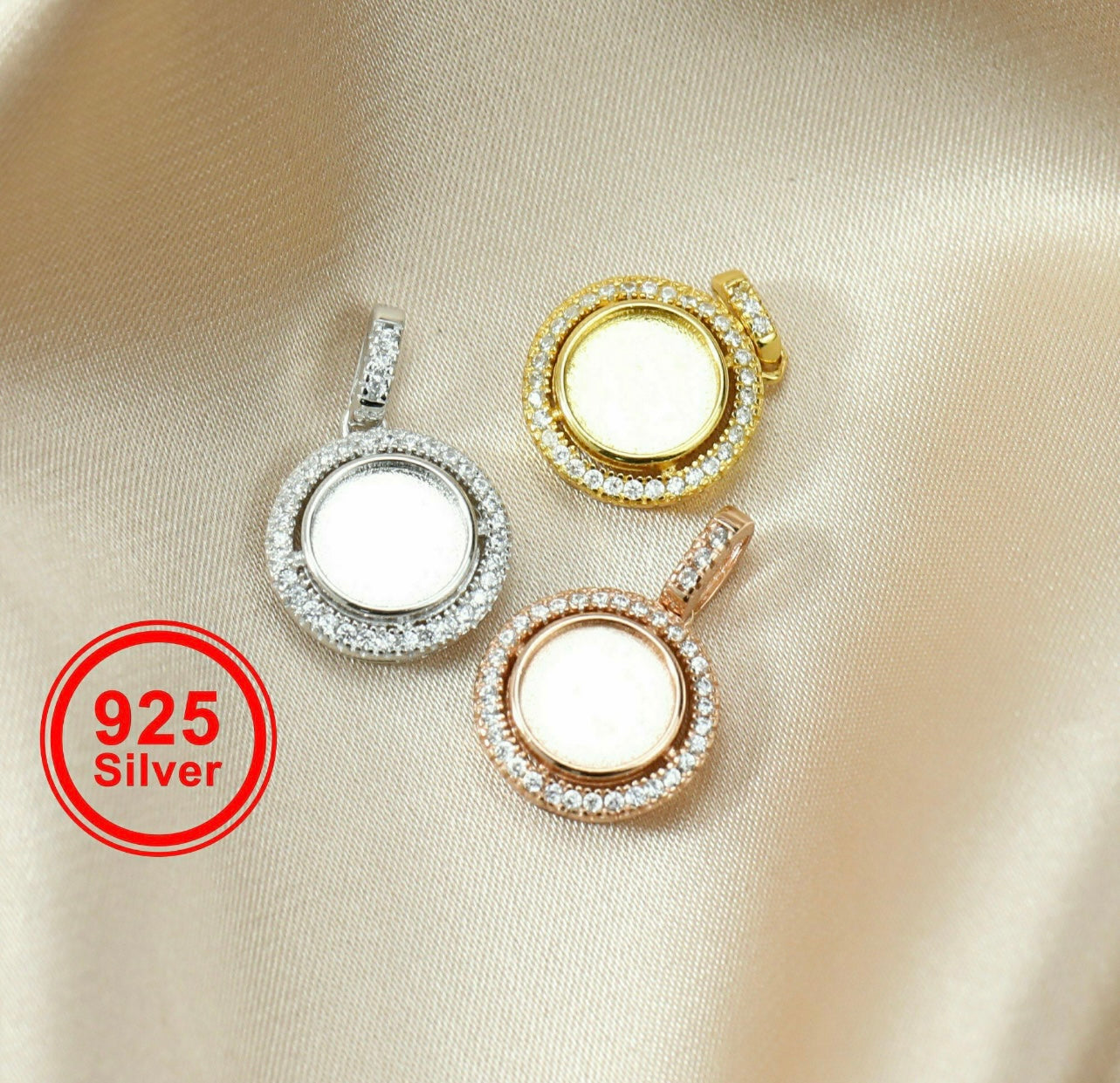 8mm Round Pendant Necklace | 925 Sterling Silver | Gold, Rose Gold or White Gold Plating