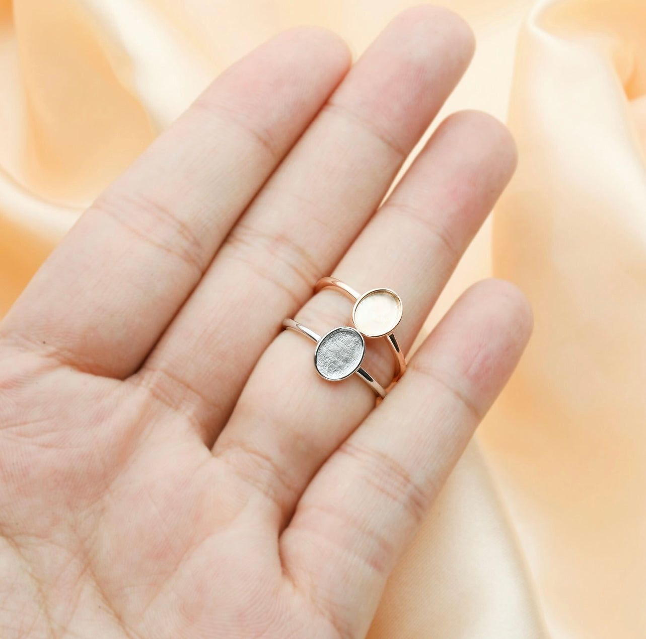 Oval Keepsake Ring Setting | 925 Sterling Silver | White Gold or Rose Gold Plating